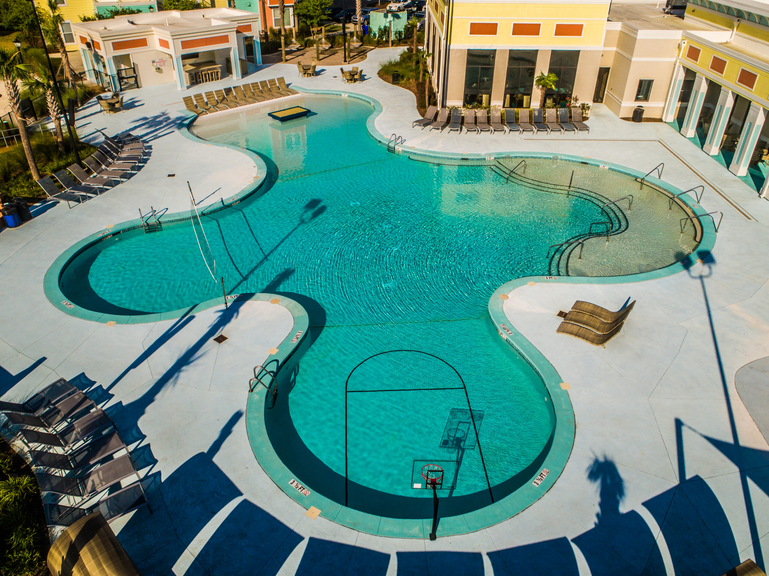 Aerial view of pool at Progress 910, Wilmington apartments near UNCW