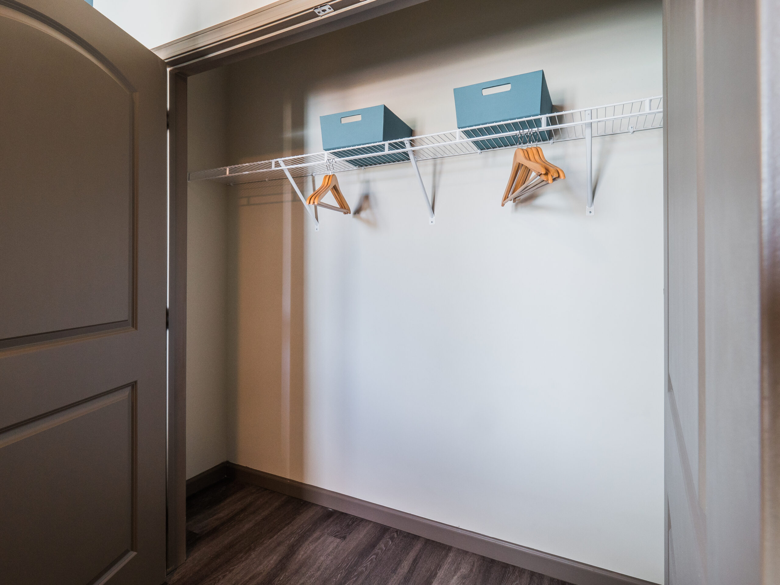 closet storage at Progress 910, Wilmington student housing